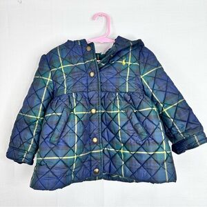 Ralph Lauren plaid puffer weather proof peacoat winter fall transitional w